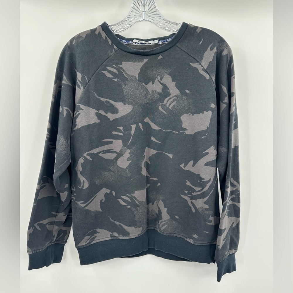 Alexander Wang Unisex Black/Gray Camo Print Modal/Cotton Crewneck Sweatshirt L